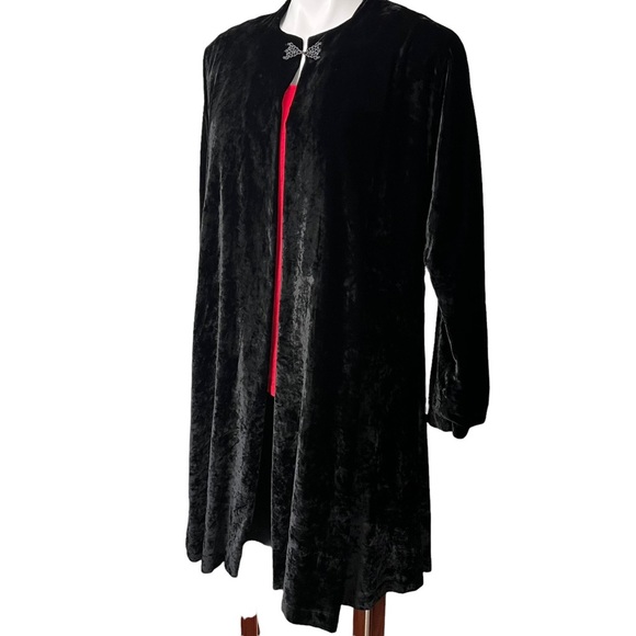 Eskandar BLACK Velvet Medium Weight Persian A-line Coat, Sz 4 - Picture 3 of 12